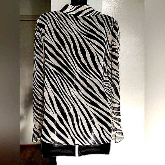 River Island Zebra Print Sheer Long Sleeve Top - Picture 6 of 11